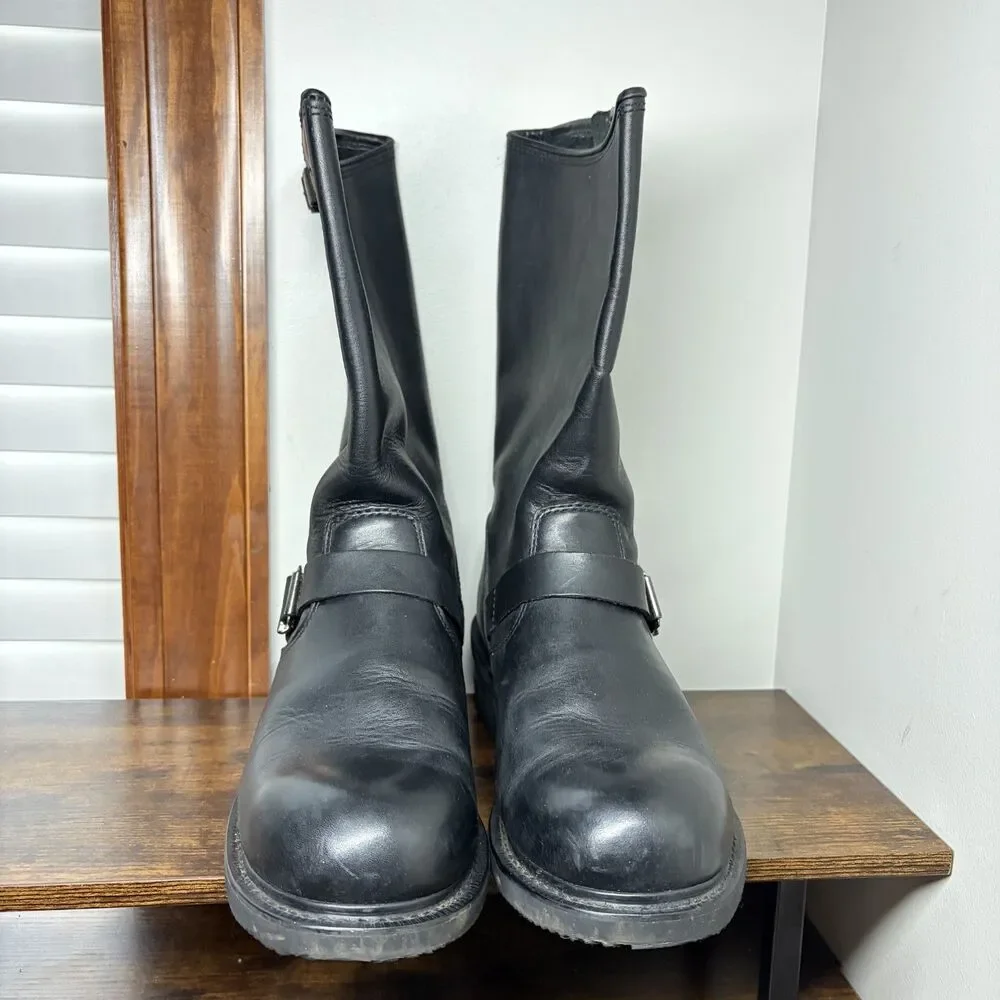 Size 11 Mens - Vintage Y2K Harley Davidson Engineer Biker Boots Black Leather
